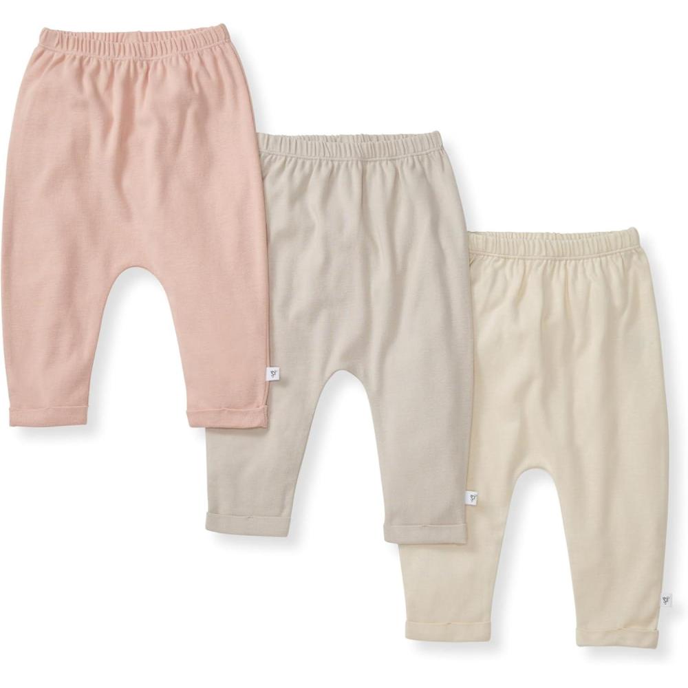 imageBurts Bees Baby Unisex Knit Jogger Pants 3Pack Baby Sweatpants 100 Organic Cotton Infant BottomsPink Sand 3pk