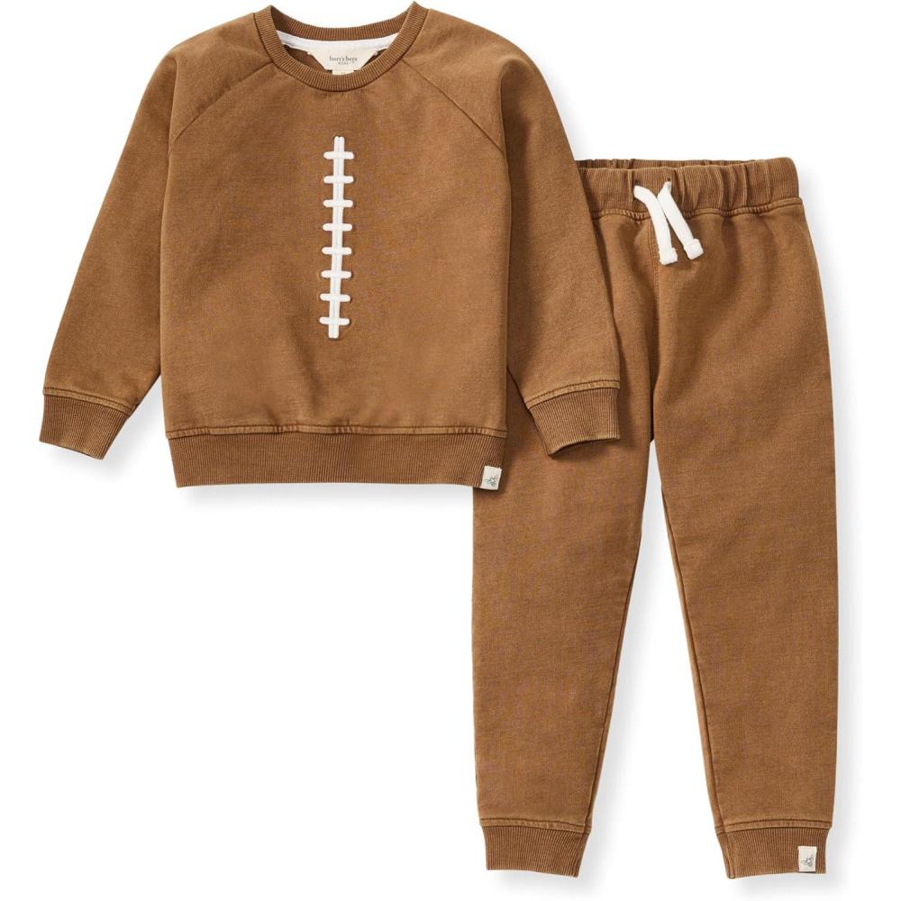 imageBurts Bees Baby babyboys Shirt and Pant Set Long Sleeve Top ampamp Bottom Outfit Bundle 100 Organic CottonAcid Wash Football
