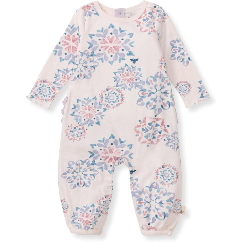 imageBurts Bees Baby babygirls Jumpsuit 100 Organic Cotton Onepiece Long Sleeve Ruffle Outfit CoverallHomemade Snowflakes
