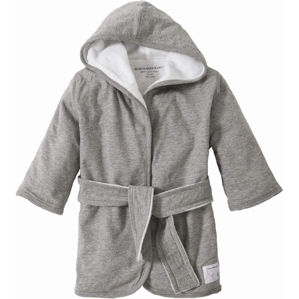 imageBurts Bees Baby babygirls Unisex Baby Infant Unisex Hooded Robe Organic Knit Terry BathrobeHeather Grey