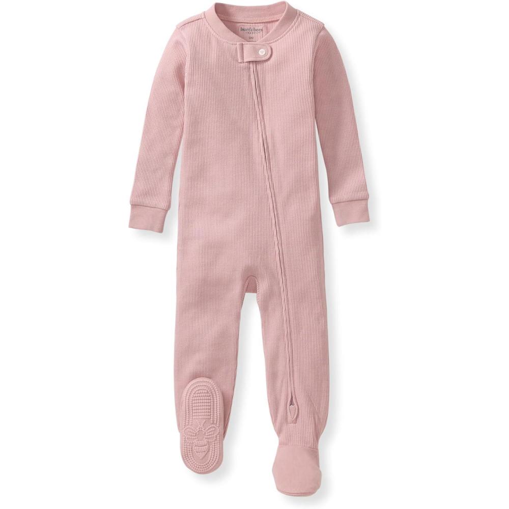imageBurts Bees Baby unisexbaby Honeysoft Sleeper Pajamas Zip Front Nonslip Footed Footie Pjs Organic Cotton ampamp LyocellPersian Rose Thermal