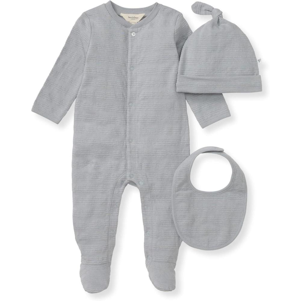 imageBurts Bees Baby unisexbaby Jumpsuit 100 Organic Cotton Onepiece Outfit CoverallQuarry Blue 3pc Set