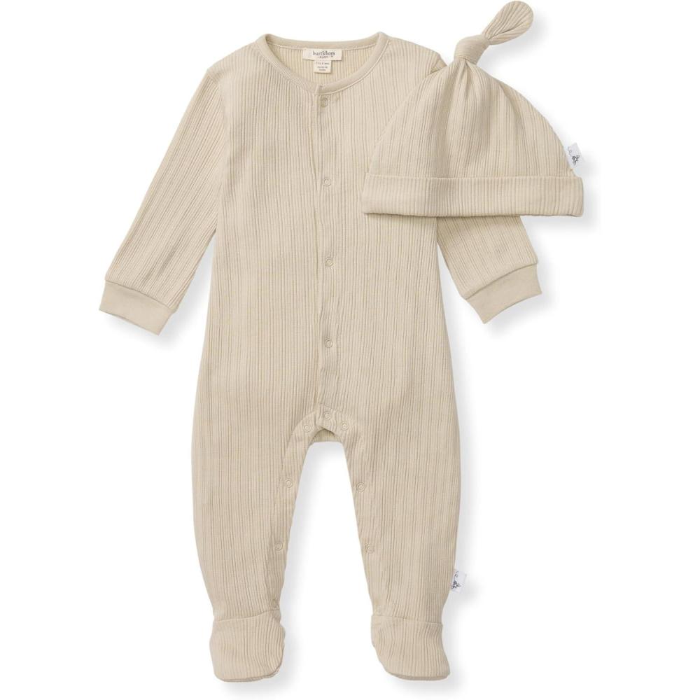 imageJumpsuit 100 Organic Cotton Onepiece Outfit Coverall With HatFossil Sweet Rib