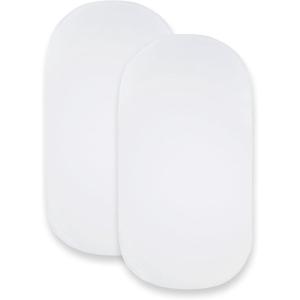 Bassinet Sheet, Infant Fitted BEESNUG Cover, 100% Organic Cotton, Soft Unisex Newborn Essentials for All Standard Oval or Rectangle Bassinet Bed Pads or Mattresses – 15 x 33 Inches(Cloud White)