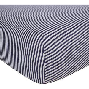 Burt’s Bees Baby – Fitted Crib Sheet, Girls Boys & Unisex 100% Organic Cotton Crib Sheet for Standard Crib & Toddler Mattresses(Navy Stripe)