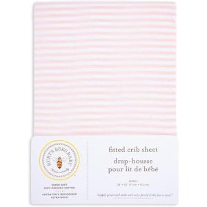 Burt’s Bees Baby – Fitted Crib Sheet, Girls Boys & Unisex 100% Organic Cotton Crib Sheet for Standard Crib & Toddler Mattresses(Pink Stripe)