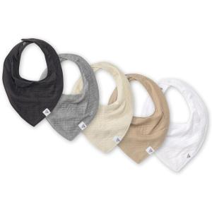 Burt’s Bees Baby 5-Pack Bandana Bib Set with Snap Closure(Ash Grey)