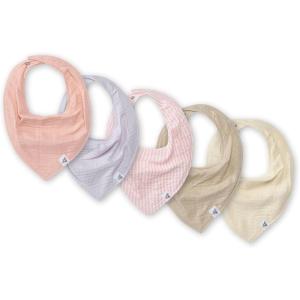 Burt’s Bees Baby 5-Pack Bandana Bib Set with Snap Closure(Pink Sand)