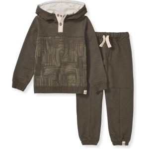 Burt’s Bees Baby Baby Boys Hoodie and Pant Set, Top & Bottom Outfit Bundle, 100% Organic Cotton(Abstract Waterfalls)