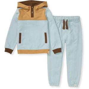 Burt’s Bees Baby Baby Boys Hoodie and Pant Set, Top & Bottom Outfit Bundle, 100% Organic Cotton(Rain Colorblocked)