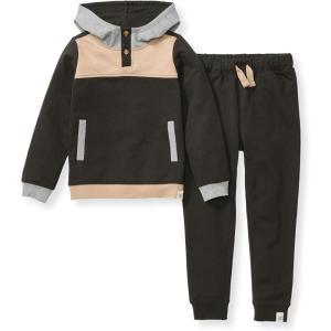 Burt’s Bees Baby Baby Boys Hoodie and Pant Set, Top & Bottom Outfit Bundle, 100% Organic Cotton(Shadow Colorblocked)