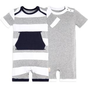 Burt’s Bees Baby Baby Boys Rompers, 100% Organic Cotton One-piece Coverall and Layette 2-pack Set(Heather Grey Pocket)