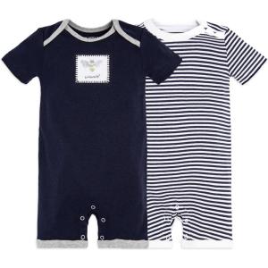 Burt’s Bees Baby Baby Boys Rompers, 100% Organic Cotton One-piece Coverall and Layette 2-pack Set(Midnight Honey Bee)