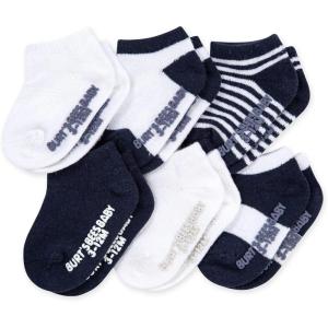 Burt’s Bees Baby Baby Girls’ Ankle Socks with Non-Slip Grips (6-Pack)(Navy Blue Multi)
