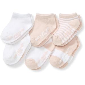 Burt’s Bees Baby Baby Girls’ Ankle Socks with Non-Slip Grips (6-Pack)(Pastel Pink)