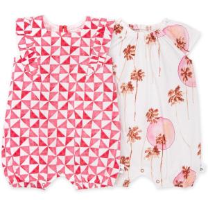 Burt’s Bees Baby Baby Girls Romper – 100% Organic Cotton, One-Piece Shortall Girl Outfit for Sizes Newborn to 24 Months(Santa Monica)