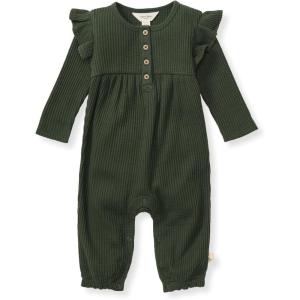 Burt’s Bees Baby Baby Girl’s Rompers, Set of 2 Bubbles, One Piece Jumpsuits, 100% Organic Cotton(Dark Jade Thermal)