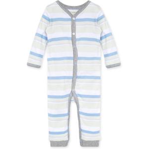 Burt’s Bees Baby Baby Girl’s Rompers, Set of 2 Bubbles, One Piece Jumpsuits, 100% Organic Cotton(Foothills Stripe)