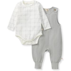 Burt’s Bees Baby Baby Girl’s Rompers, Set of 2 Bubbles, One Piece Jumpsuits, 100% Organic Cotton(Hazy Plaid)