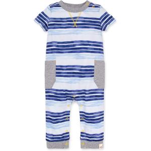 Burt’s Bees Baby Baby Girl’s Rompers, Set of 2 Bubbles, One Piece Jumpsuits, 100% Organic Cotton(Oversized Stripes)