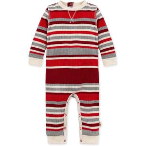 Burt’s Bees Baby Baby Girl’s Rompers, Set of 2 Bubbles, One Piece Jumpsuits, 100% Organic Cotton(Red Multistripe)