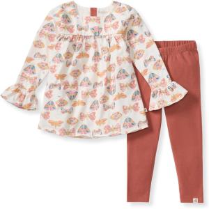 Burt’s Bees Baby Baby Girls Top and Pant Set, Tunic and Leggings Bundle, 100% Organic Cotton(Boho Butterflies)