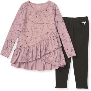Burt’s Bees Baby Baby Girls Top and Pant Set, Tunic and Leggings Bundle, 100% Organic Cotton(Look Up Set)