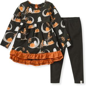 Burt’s Bees Baby Baby Girls Top and Pant Set, Tunic and Leggings Bundle, 100% Organic Cotton(Moonlight Fright)