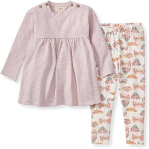 Burt’s Bees Baby Baby Girls Top and Pant Set, Tunic and Leggings Bundle, 100% Organic Cotton(Soft Violet Slub)