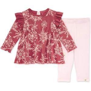 Burt’s Bees Baby Baby Girls Top and Pant Set, Tunic and Leggings Bundle, 100% Organic Cotton(Vintage Painted Blizzard)
