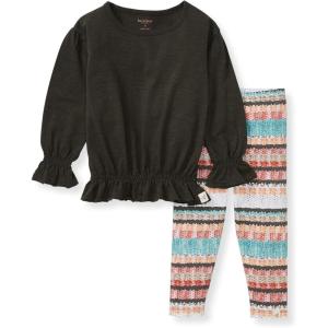 Burt’s Bees Baby Baby Girls Top and Pant Set, Tunic and Leggings Bundle, 100% Organic Cotton(Woven Stripe Set)