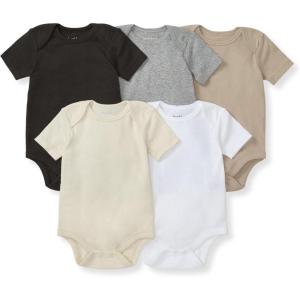 Burt’s Bees Baby Bodysuits, Short Sleeve and Long Sleeve One-Pieces, 100% Organic Cotton, Pack of 5(Ash)