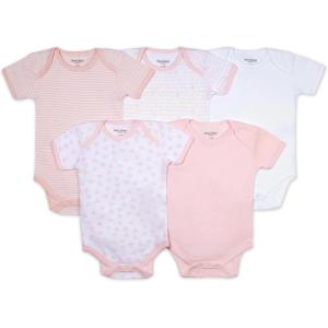 Burt’s Bees Baby Bodysuits, Short Sleeve and Long Sleeve One-Pieces, 100% Organic Cotton, Pack of 5(Blossom Prints 5-pk)