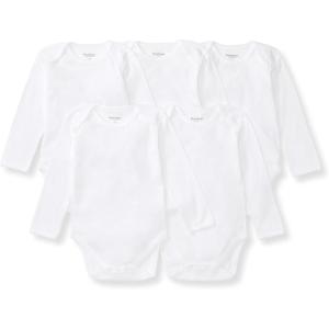 Burt’s Bees Baby Bodysuits, Short Sleeve and Long Sleeve One-Pieces, 100% Organic Cotton, Pack of 5(Cloud Long Sleeve)