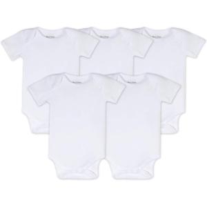 Burt’s Bees Baby Bodysuits, Short Sleeve and Long Sleeve One-Pieces, 100% Organic Cotton, Pack of 5(Cloud Short Sleeve)