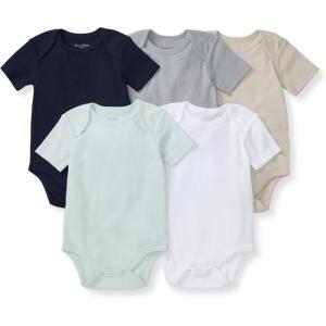 Burt’s Bees Baby Bodysuits, Short Sleeve and Long Sleeve One-Pieces, 100% Organic Cotton, Pack of 5(Midnight)