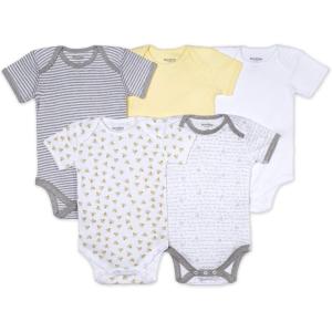 Burt’s Bees Baby Bodysuits, Short Sleeve and Long Sleeve One-Pieces, 100% Organic Cotton, Pack of 5(Sunshine Prints 5-pk)