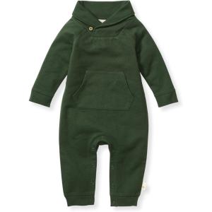 Burt’s Bees Baby Boys’ 100% Organic One-Piece Long Sleeve Coverall(Dark Jade Shawl Collar)
