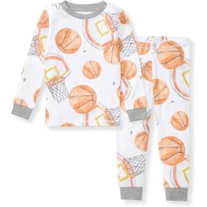 Burt’s Bees Baby Boys’ 2-Piece Long Sleeve Tee and Pants Organic Cotton Pajama Set(Basketball)