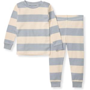 Burt’s Bees Baby Boys’ 2-Piece Long Sleeve Tee and Pants Organic Cotton Pajama Set(Blue Rugby Stripe)