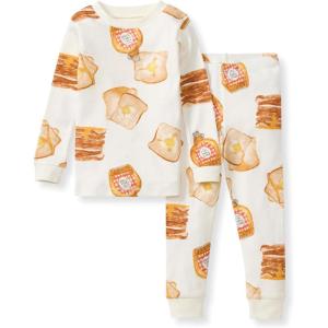 Burt’s Bees Baby Boys’ 2-Piece Long Sleeve Tee and Pants Organic Cotton Pajama Set(French Toast)