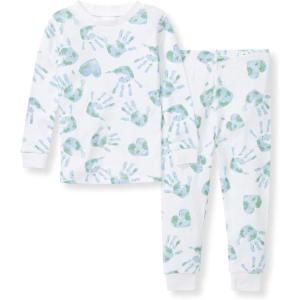 Burt’s Bees Baby Boys’ 2-Piece Long Sleeve Tee and Pants Organic Cotton Pajama Set(Happy Earth Hands)