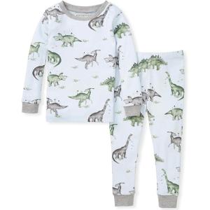 Burt’s Bees Baby Boys’ 2-Piece Long Sleeve Tee and Pants Organic Cotton Pajama Set(Happy Herbivores)