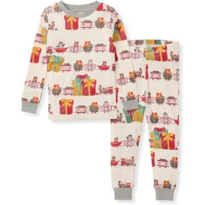 Burt’s Bees Baby Boys’ 2-Piece Long Sleeve Tee and Pants Organic Cotton Pajama Set(Holiday Train)
