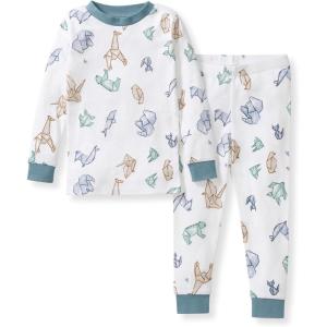 Burt’s Bees Baby Boys’ 2-Piece Long Sleeve Tee and Pants Organic Cotton Pajama Set(Origami Animals)