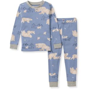 Burt’s Bees Baby Boys’ 2-Piece Long Sleeve Tee and Pants Organic Cotton Pajama Set(Polar Mountain Blue)