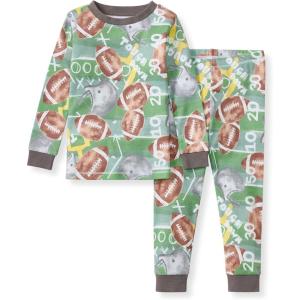 Burt’s Bees Baby Boys’ 2-Piece Long Sleeve Tee and Pants Organic Cotton Pajama Set(Touchdown)