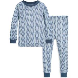 Burt’s Bees Baby Boys’ 2-Piece Long Sleeve Tee and Pants Organic Cotton Pajama Set(Watercolor Chevron)