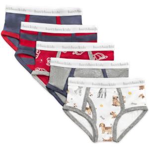 Burt’s Bees Baby Boys’ Underwear Set – Breathable 100% Organic Cotton Undies, Pack of 5 for Toddler 2T to 8 Years Old(Firefighter Hats)