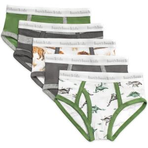 Burt’s Bees Baby Boys’ Underwear Set – Breathable 100% Organic Cotton Undies, Pack of 5 for Toddler 2T to 8 Years Old(Happy Herbivores)